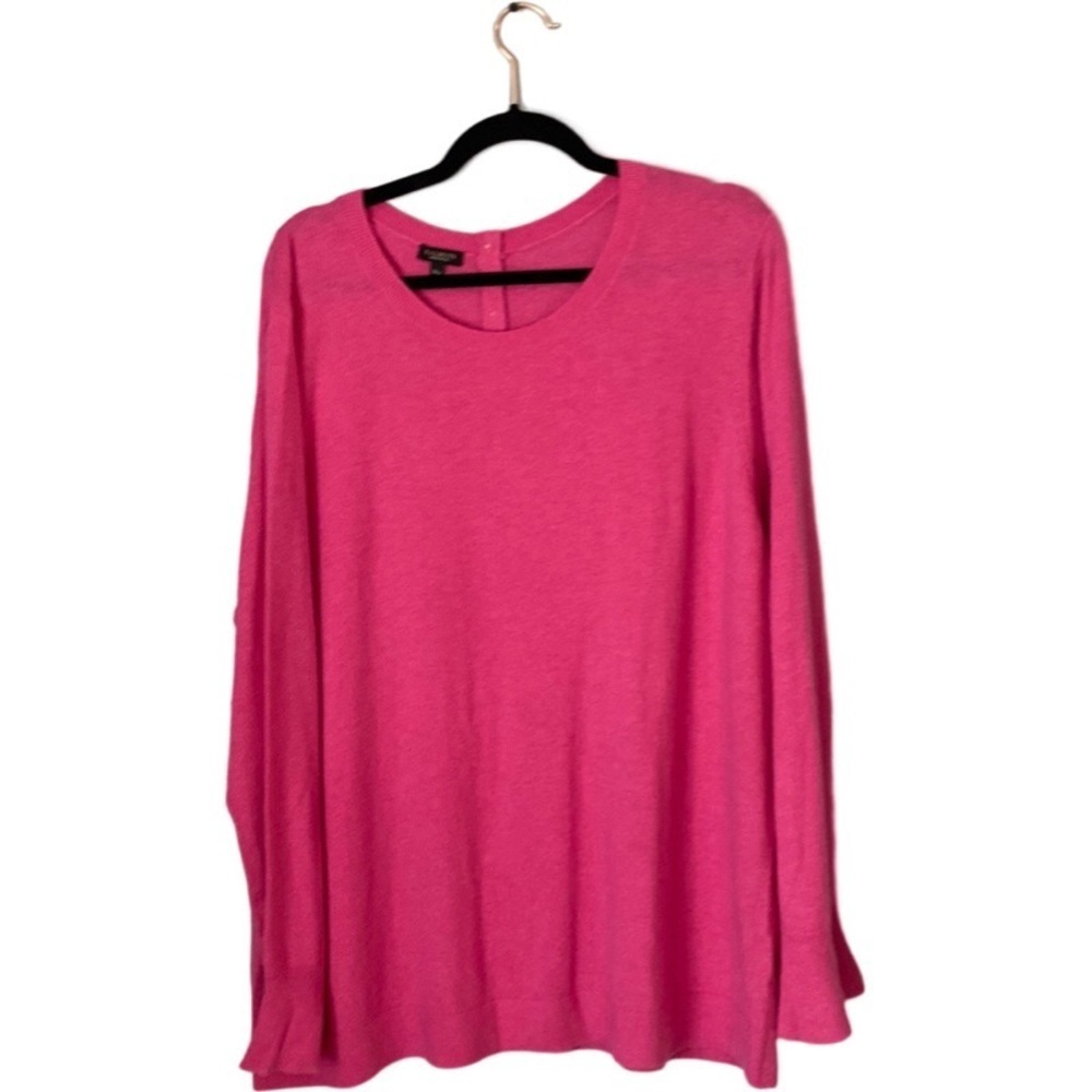 Talbots Pink Lambswool Button Back Sweater Bell sleeves size 3X Petite